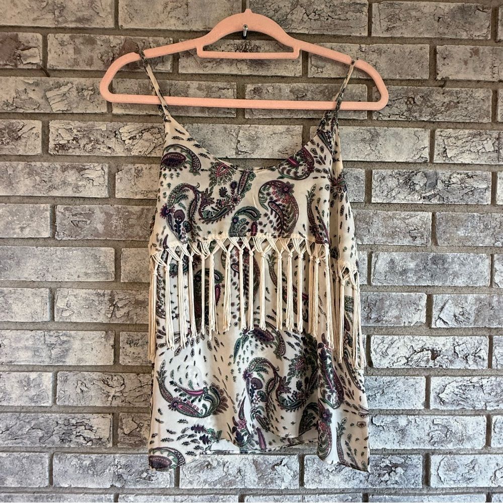 NWT Cotton Candy Paisley Fringe Festival Tank Top Size M